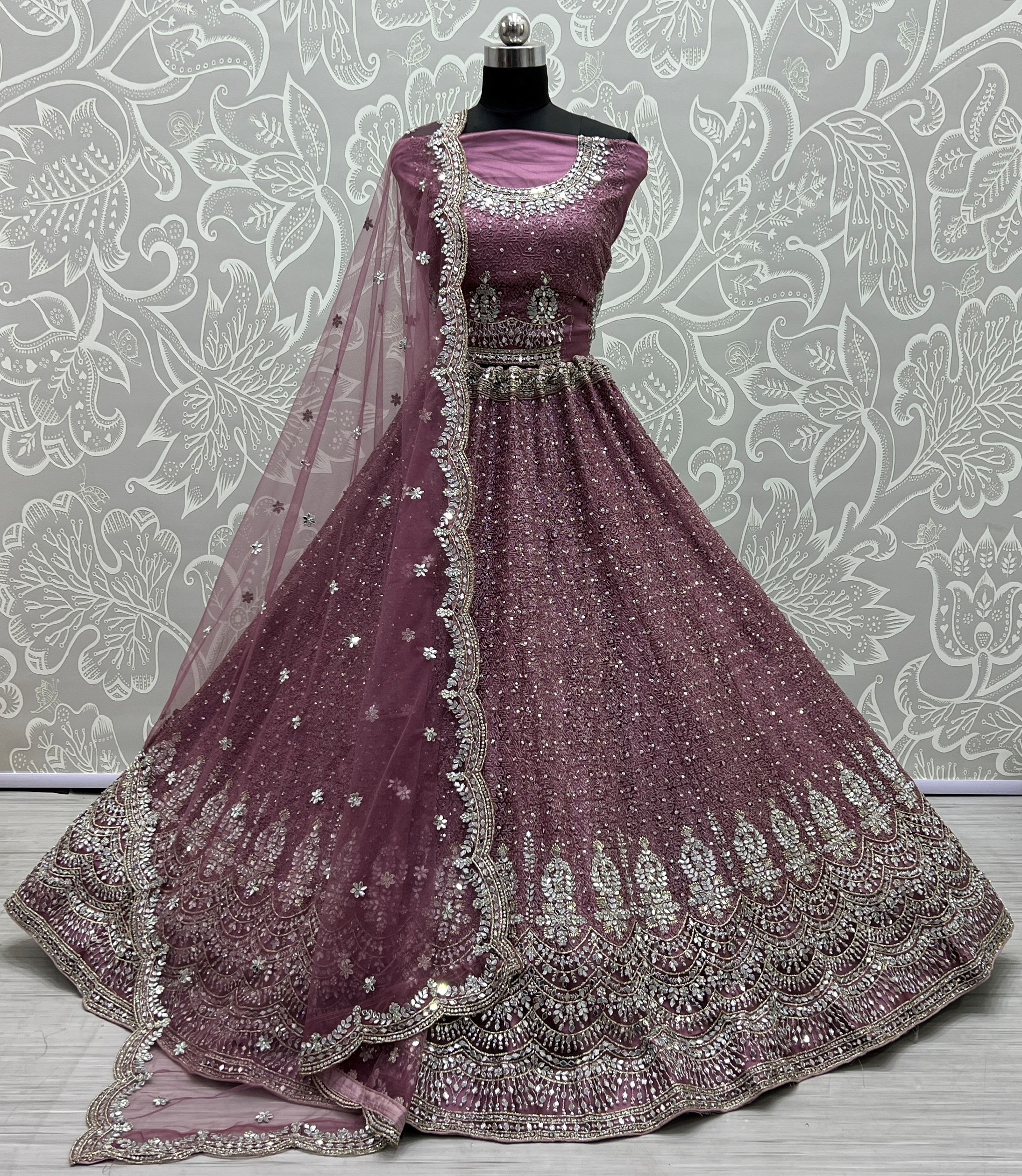 Pink Net Wedding Lehenga Choli